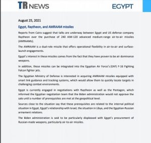 Egypt, Raytheon, and AMRAAM missiles